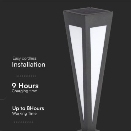 LED Solcellslampa LED/2W/3,7V IP65 3000K 2600 mAh svart + fjärrkontroll