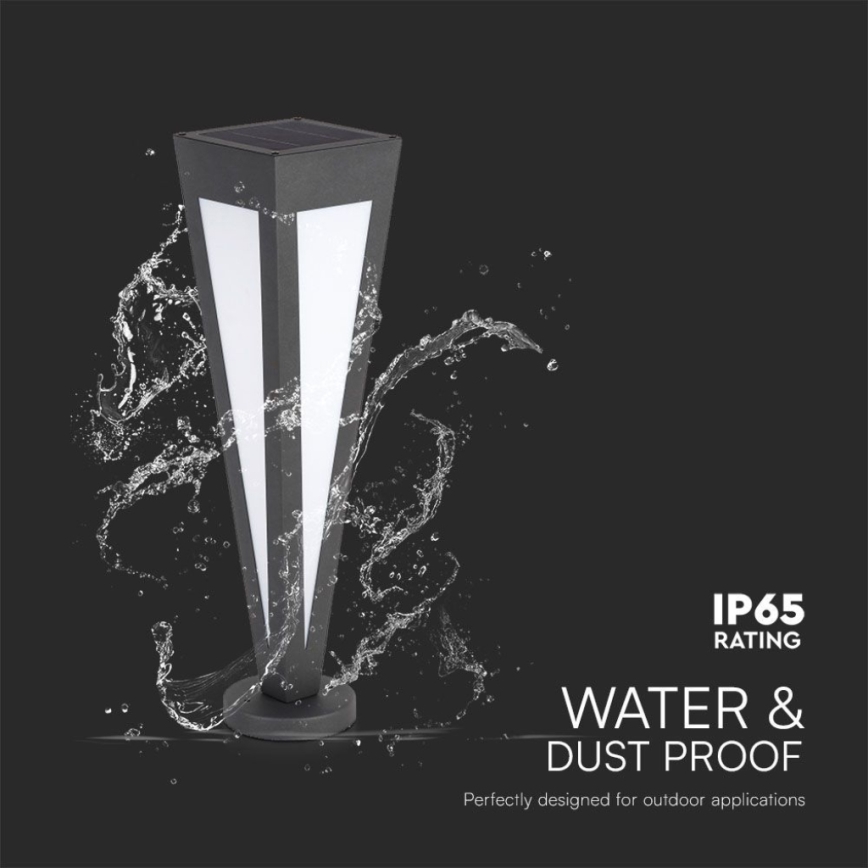 LED Solcellslampa LED/2W/3,7V IP65 3000K 2600 mAh svart + fjärrkontroll