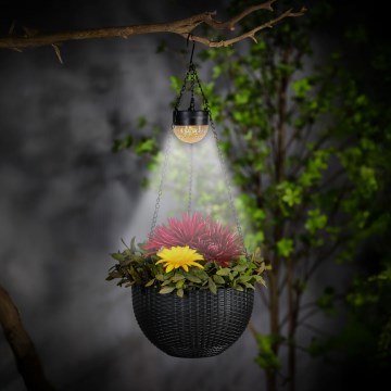 LED-solcellslampa med blomkruka LED/1,2V 400 mAh IP44 svart