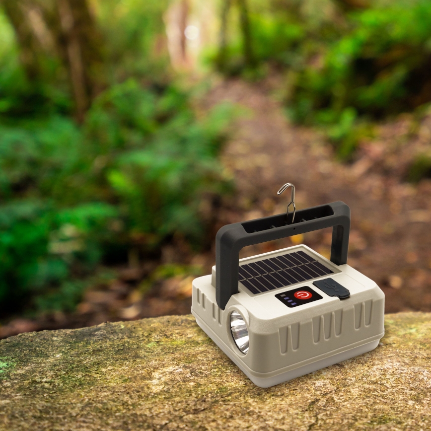 LED Dimbara uppladdningsbara solarlampa med powerbankfunktion LED/1W/5,5V 8000K IPX4 1200 mAh grå