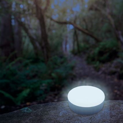 LED Dimbara uppladdningsbara solcellslampa med powerbankfunktion K3 LED/2W/5,5V 6500K IPX4 2400 mAh svart/vit