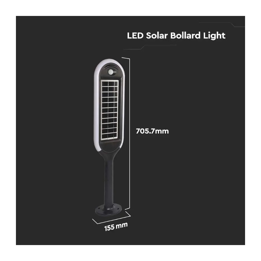 LED Solcellslampa med sensor BOLLARD LED/5W/5,5V 70 cm 4000K IP65 2000 mAh