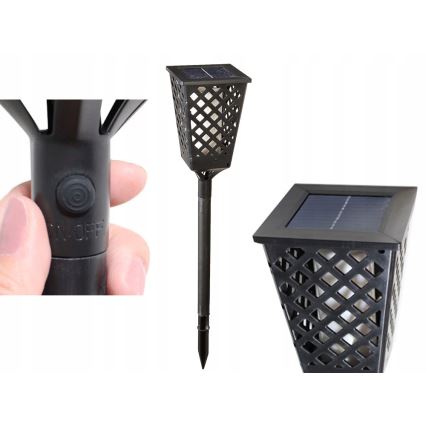 LED solcellslampa med sensor LED/0,6W/5,5V IP65 2000 mAh 107 cm svart