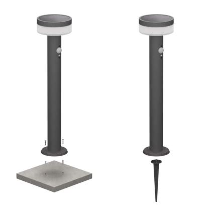 LED solcellslampa med sensor LED/2W/3,7V 1200 mAh IP44 50 cm