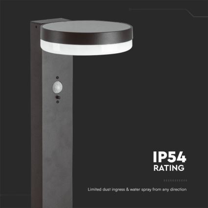 LED solcellslampa med sensor LED/2W/3,7V IP54 3000K 2200 mAh rund svart