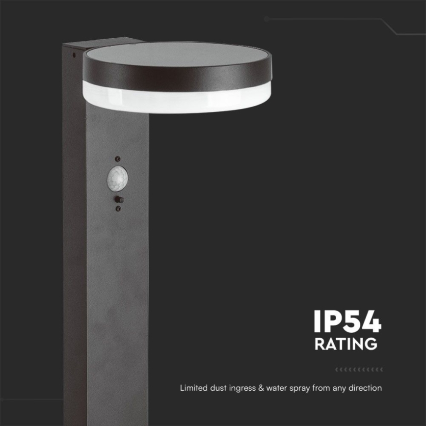 LED solcellslampa med sensor LED/2W/3,7V IP54 3000K 2200 mAh rund svart