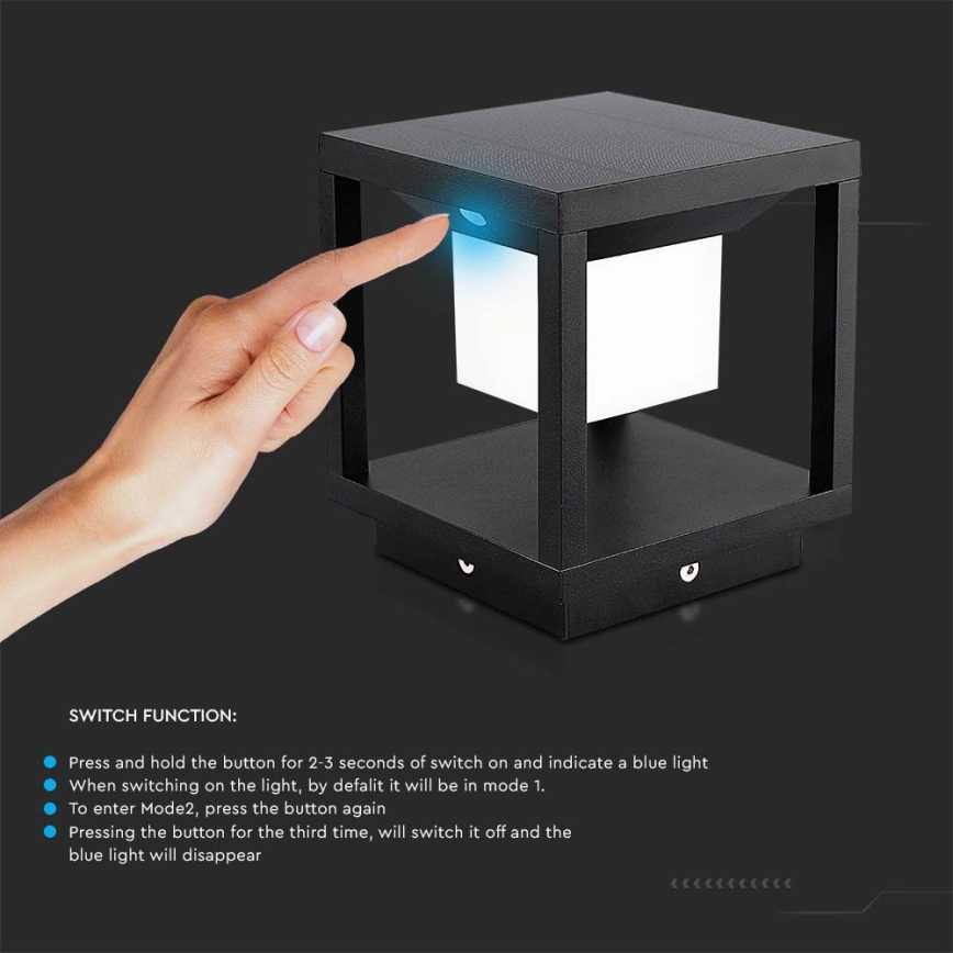 LED Solcellslampa med sensor LED/2W/5,5V 3000K IP65 2600 mAh svart