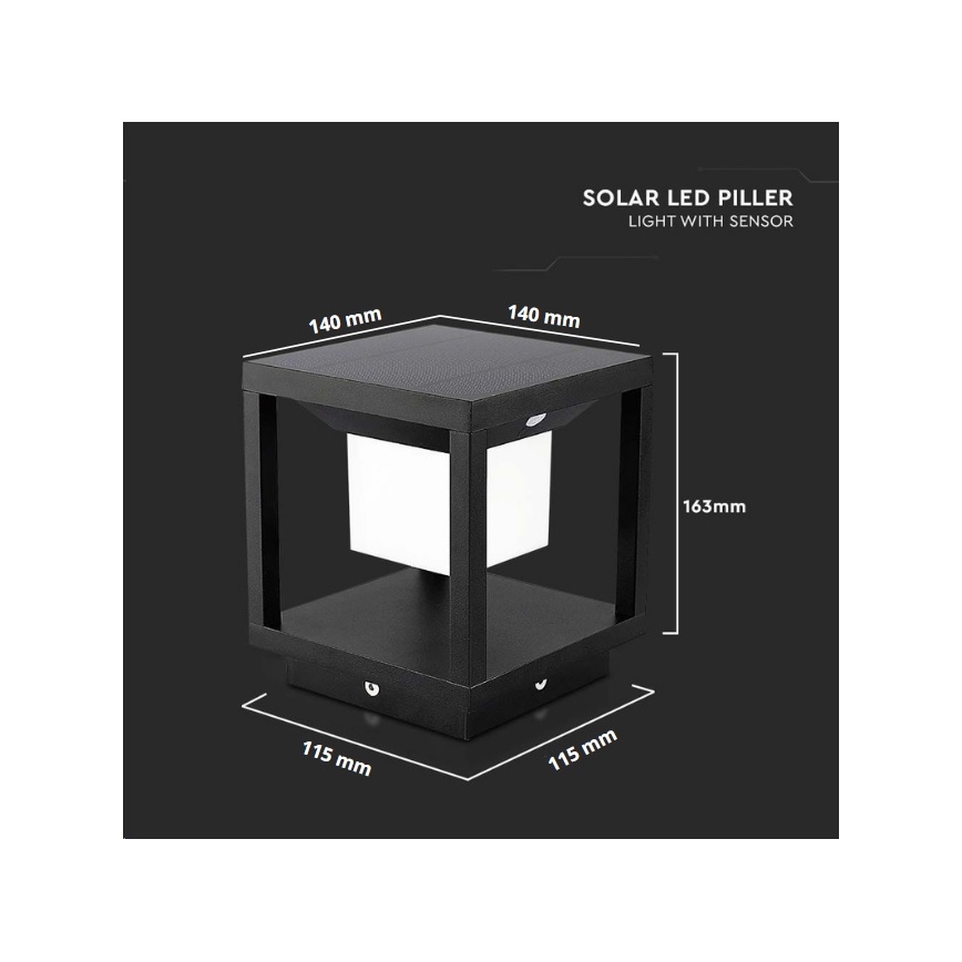 LED Solcellslampa med sensor LED/2W/5,5V 3000K IP65 2600 mAh svart
