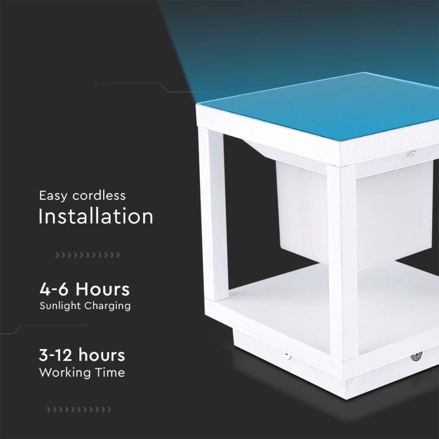 LED Solarlampa med sensor LED/2W/5,5V 3000K IP65 2600 mAh vit