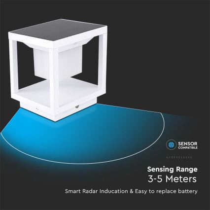 LED Solarlampa med sensor LED/2W/5,5V 3000K IP65 2600 mAh vit
