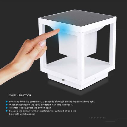 LED Solarlampa med sensor LED/2W/5,5V 3000K IP65 2600 mAh vit