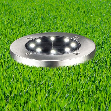 LED-solcellslampa SOLLY, 1,2 V, 6500 K, Ø 11,5 cm, 300 mAh, IP44, krom