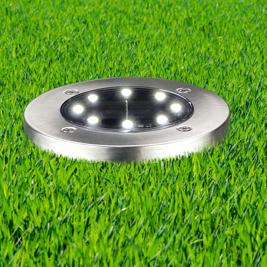 LED-solcellslampa SOLLY, 1,2 V, 6500 K, Ø 11,5 cm, 300 mAh, IP44, krom
