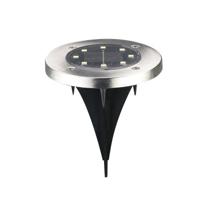 LED-solcellslampa SOLLY, 1,2 V, 6500 K, Ø 11,5 cm, 300 mAh, IP44, krom
