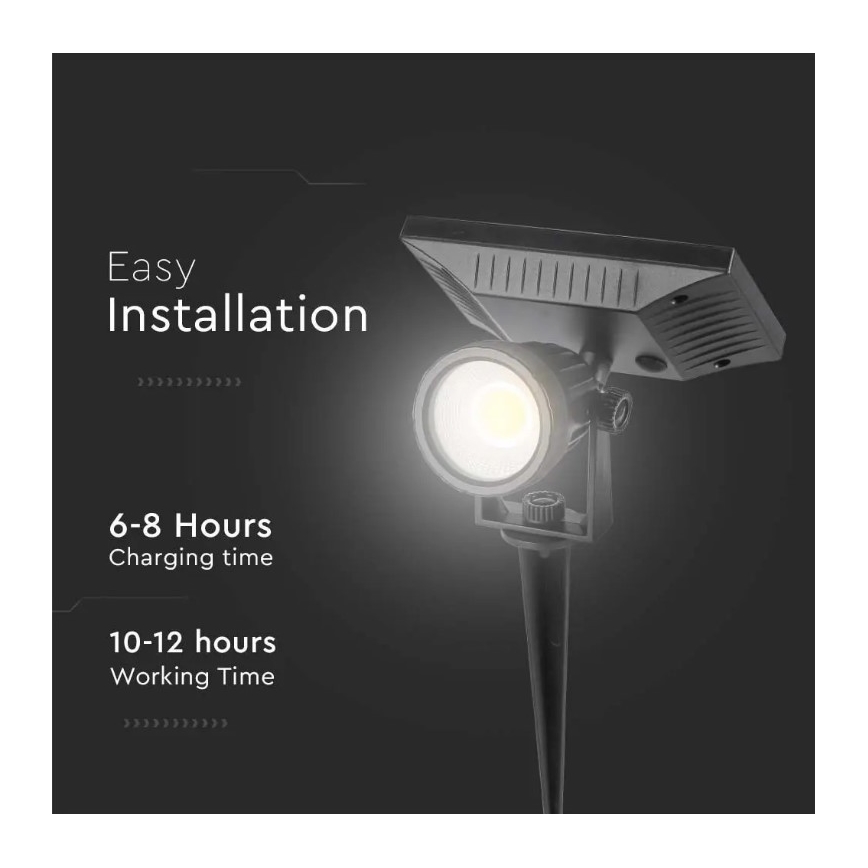 LED Solcellslampa SPIKE LED/2W/5,5V IP65 6400K 1200 mAh