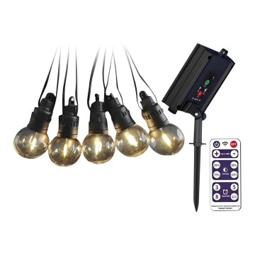 LED Solcellsljusslinga 10xLED/0,5/4,5V 12 m 3000K IP44 1200 mAh + fjärrkontroll