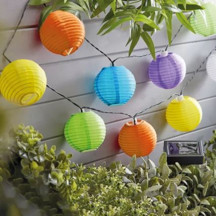 LED Solarljusslinga 10xLED/1,2V 3,7m 300mAh IP44 multicolor