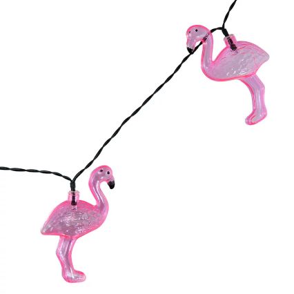LED Solär dekorationskedja 10xLED/1,2V 300 mAh 3,8 m IP44 flamingo