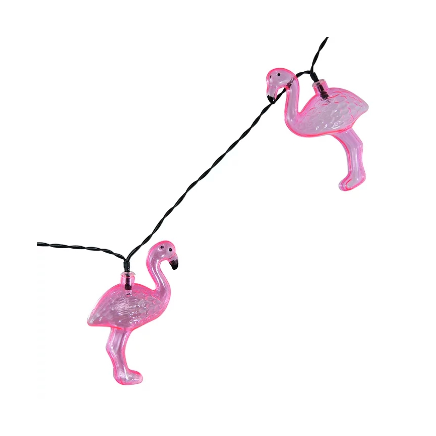 LED Solär dekorationskedja 10xLED/1,2V 300 mAh 3,8 m IP44 flamingo