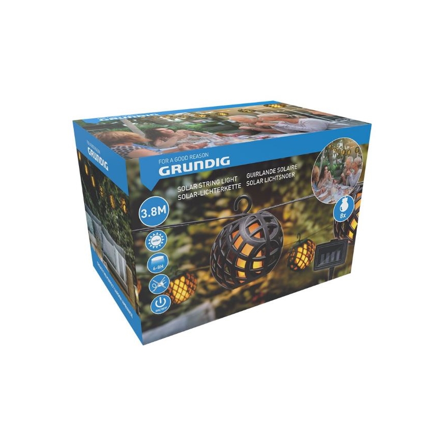 LED solcellsljusslinga 3,8 m 8xLED/1,2V 600 mAh