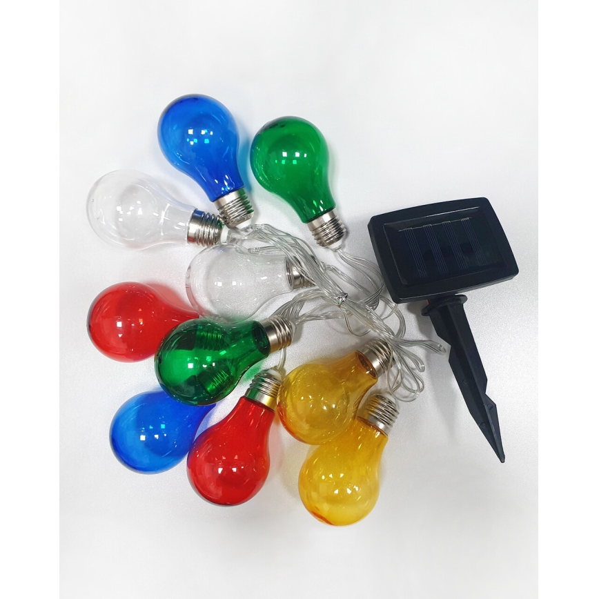 LED Solcell utomhuskedja 10xLED/1,2V 300 mAh 2,2 m IP44 multicolor