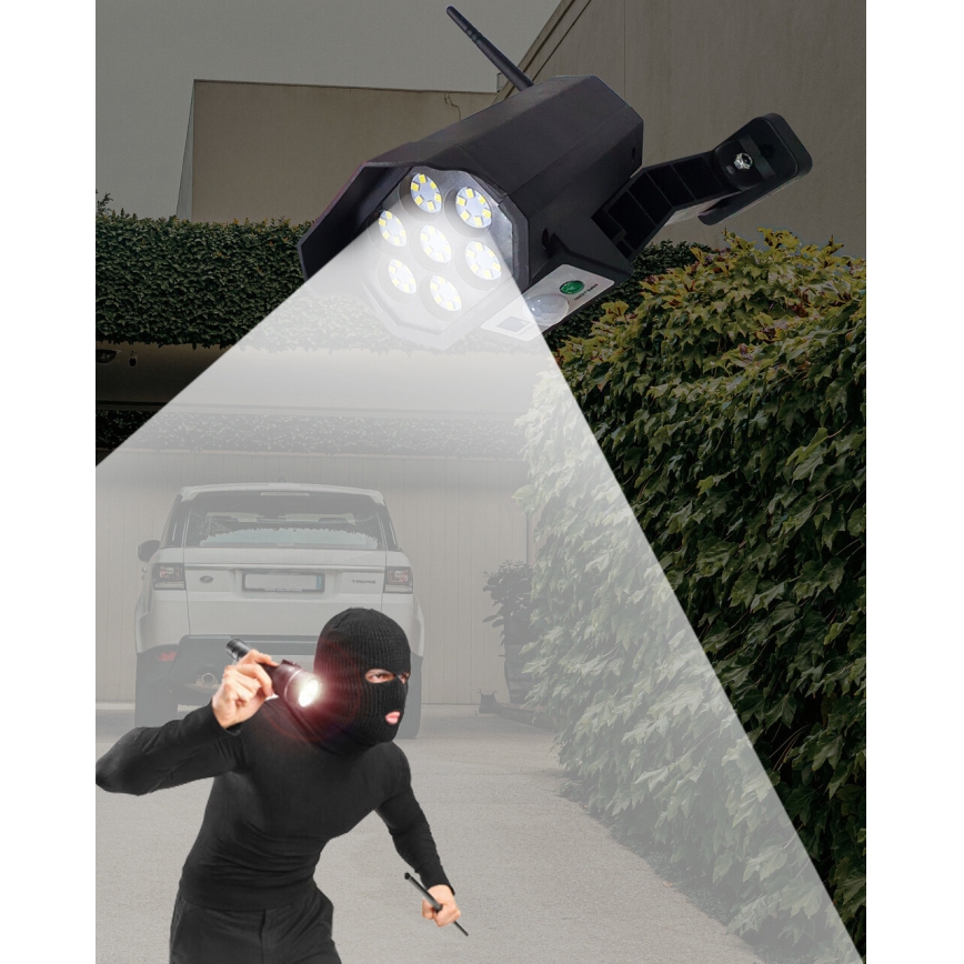 LED solarmodell av säkerhetskamera med sensor LED/3,7V 1200 mAh IP44 svart + fjärrkontroll