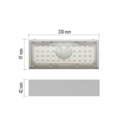 LED solcellsspot med rörelsesensor LED/3,7V 3000mAh 4000K IP65 vit