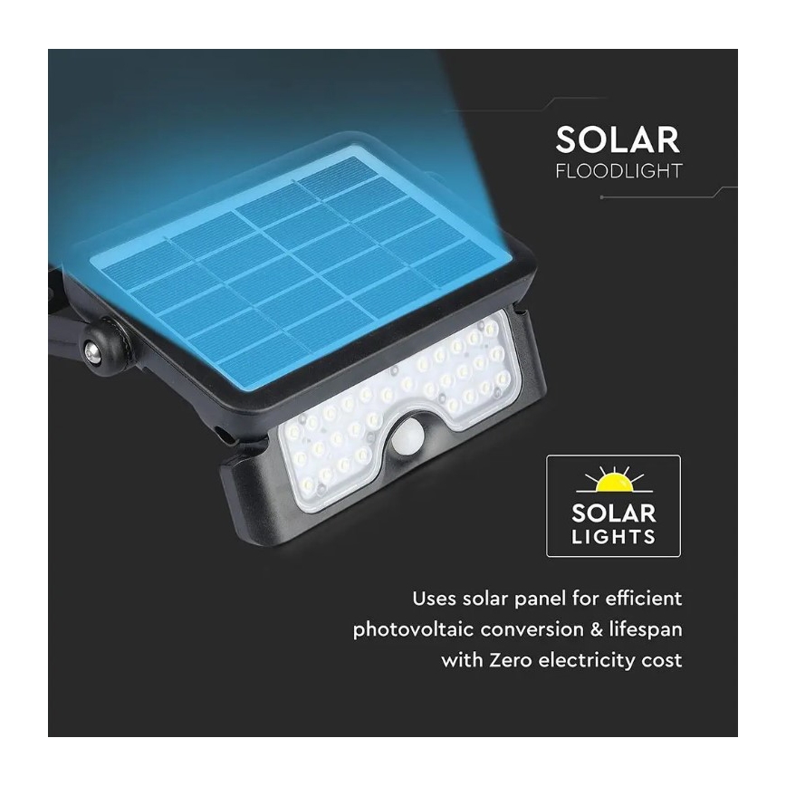 LED solcellsspot med sensor LED/5W/3,7V IP65 4000K 3000 mAh