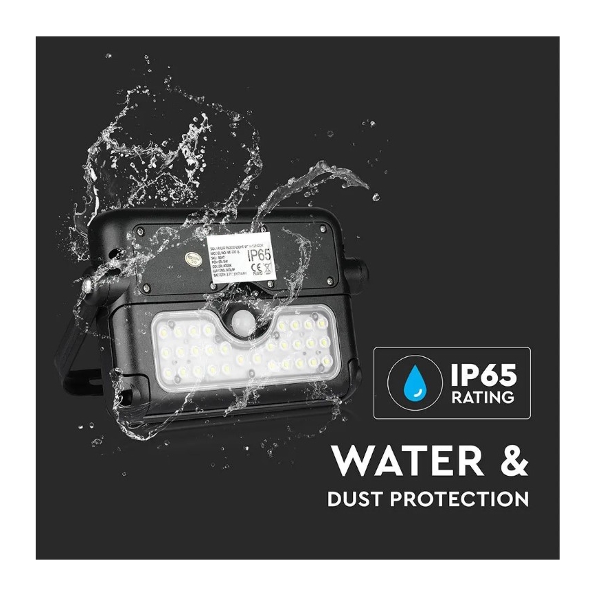 LED solcellsspot med sensor LED/5W/3,7V IP65 4000K 3000 mAh