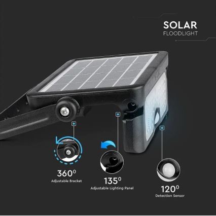 LED solcellsspot med sensor LED/5W/3,7V IP65 4000K 3000 mAh