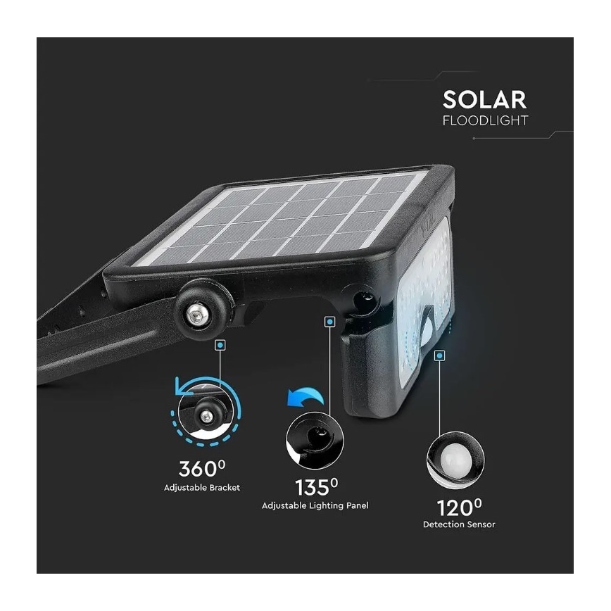 LED solcellsspot med sensor LED/5W/3,7V IP65 4000K 3000 mAh