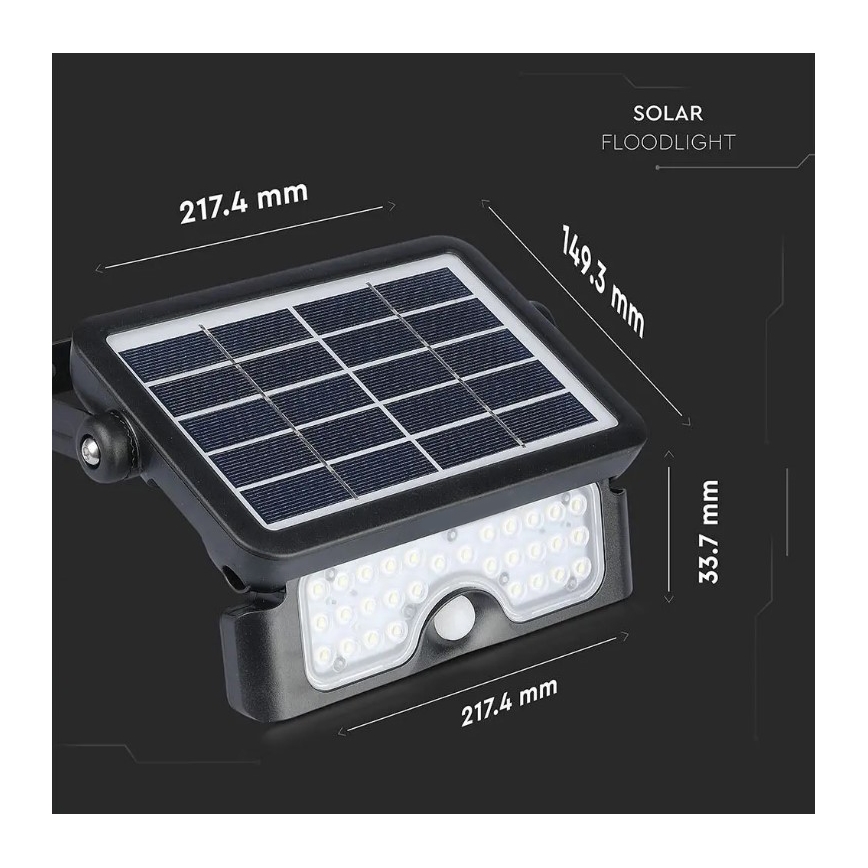 LED solcellsspot med sensor LED/5W/3,7V IP65 4000K 3000 mAh