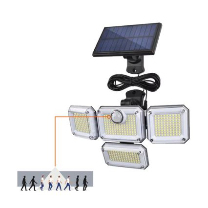 LED-solcellsreflektor med sensor GLOW LED/2,5W/3,7V 6500K IP44 2400 mAh + fjärrkontroll