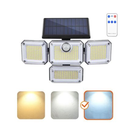 LED-solcellsreflektor med sensor GLOW LED/2,5W/3,7V 6500K IP44 2400 mAh + fjärrkontroll