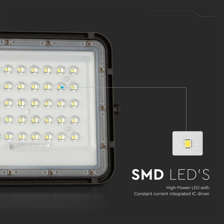 LED Utomhus ljusreglerad solcell strålkastare LED/10W/3,2V IP65 4000K 6000 mAh svart + fjärrkontroll