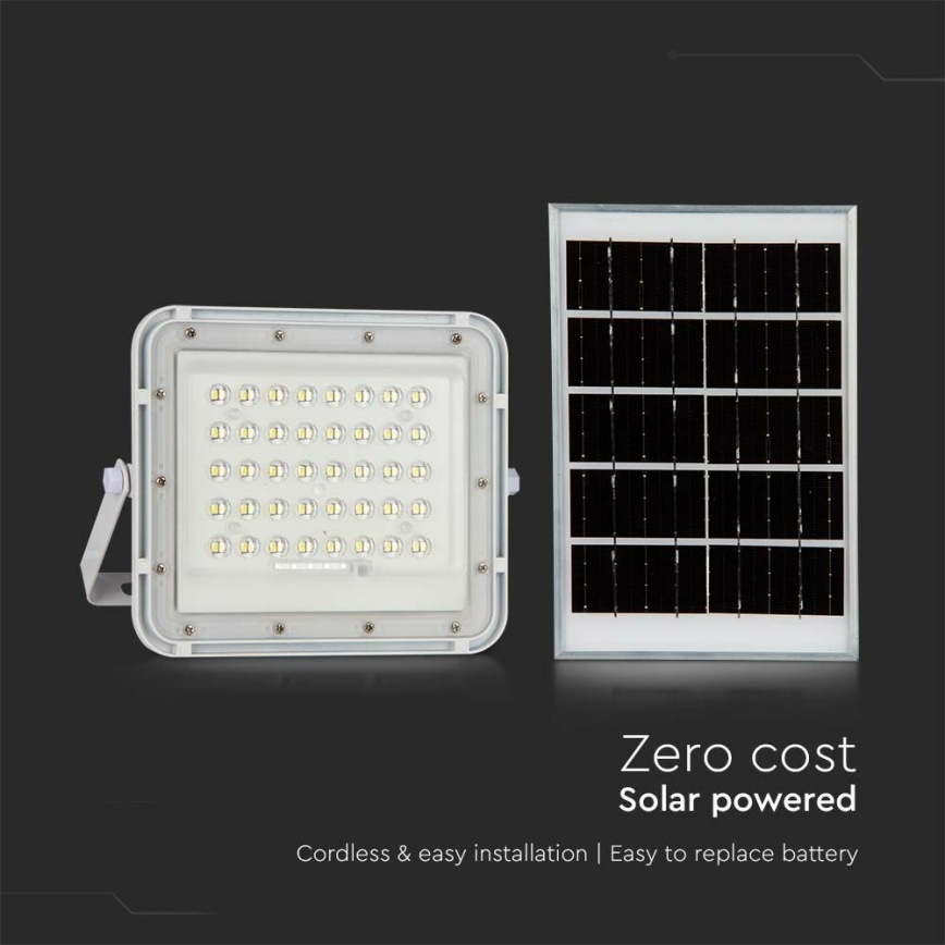 LED Utomhus ljusreglerad solcell strålkastare LED/10W/3,2V IP65 6400K 6000 mAh vit + fjärrkontroll