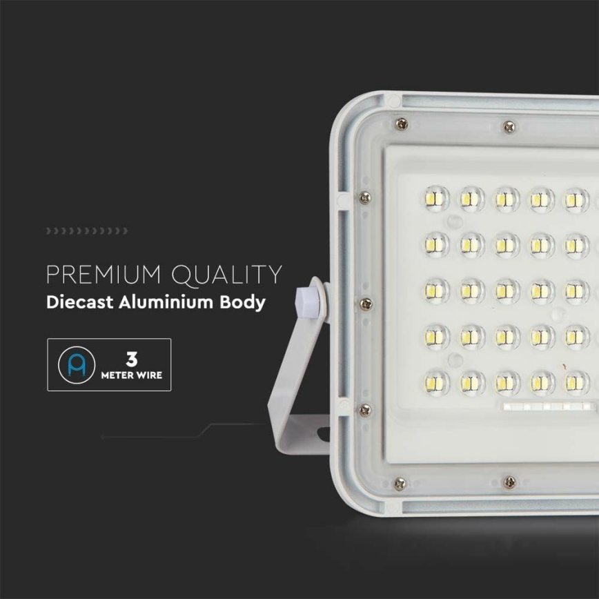 LED Utomhus ljusreglerad solcell strålkastare LED/10W/3,2V IP65 6400K 6000 mAh vit + fjärrkontroll
