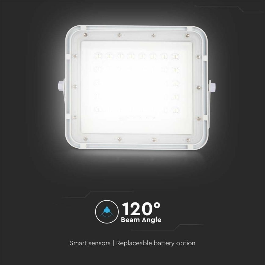 LED Utomhus ljusreglerad solcell strålkastare LED/10W/3,2V IP65 6400K 6000 mAh vit + fjärrkontroll