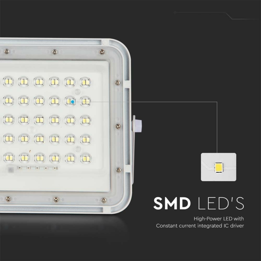LED Utomhus ljusreglerad solcell strålkastare LED/6W/3,2V IP65 4000K 5000 mAh vit + fjärrkontroll