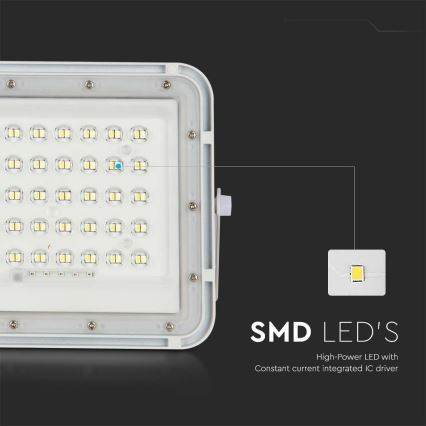 LED Utomhus ljusreglerad solcell strålkastare LED/6W/3,2V IP65 6400K 5000 mAh vit + fjärrkontroll