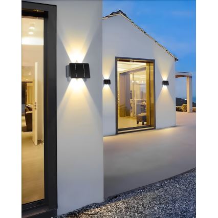 LED Solcellsvägglampa 4xLED/1,5W/3,7V 1500 mAh IP54 svart