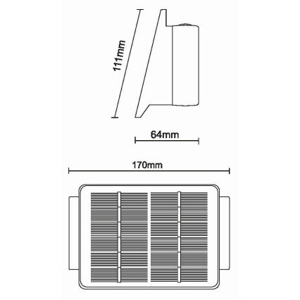 LED Solcellsvägglampa 4xLED/1,5W/3,7V 1500 mAh IP54 svart