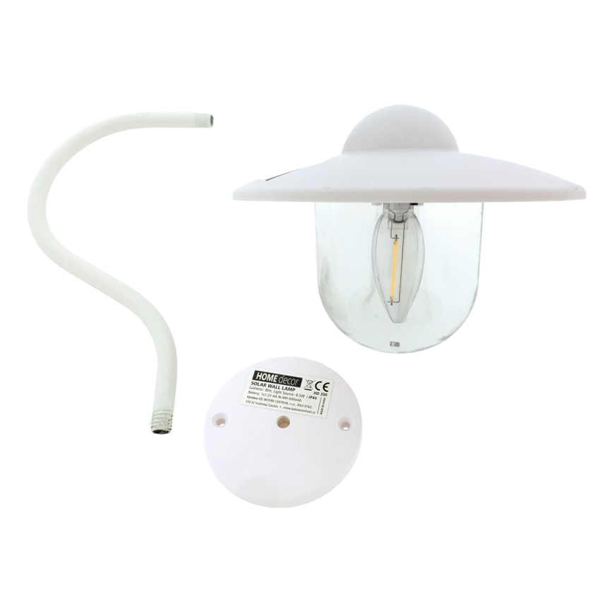 LED Solcellsvägglampa LED/0,5W/1,2V 600 mAh IP44 vit