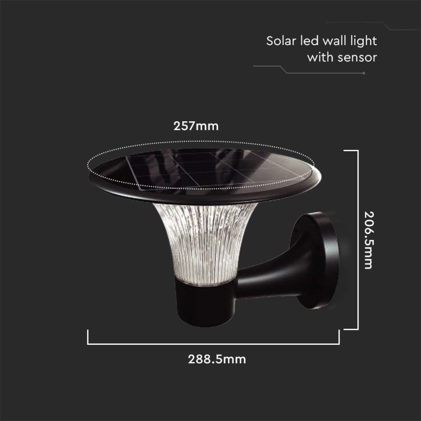 LED solcellsvägglampa med sensor LED/15W/3,2V 4000K/6000K IP65 6000 mAh