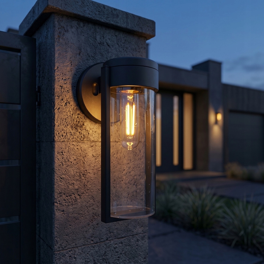 LED Solcellsvägglampa LED/1W/3,7V 500 mAh IP65 svart