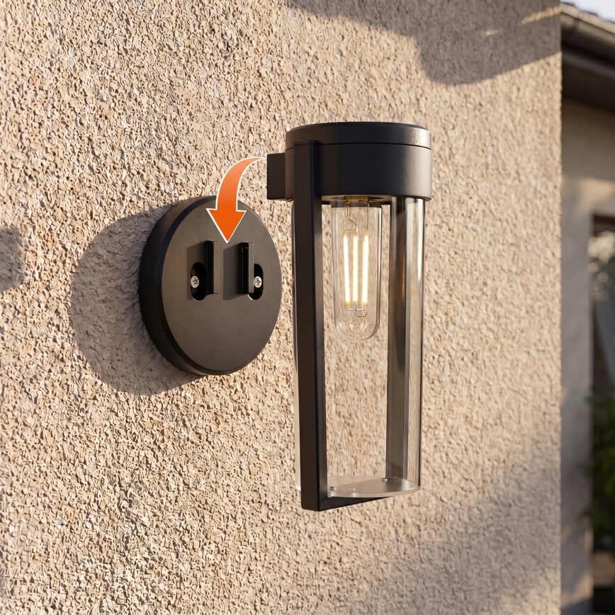 LED Solcellsvägglampa LED/1W/3,7V 500 mAh IP65 svart