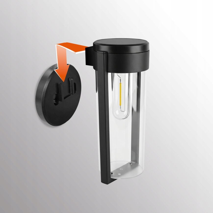 LED Solcellsvägglampa LED/1W/3,7V 500 mAh IP65 svart