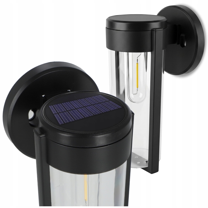 LED Solcellsvägglampa LED/1W/3,7V 500 mAh IP65 svart