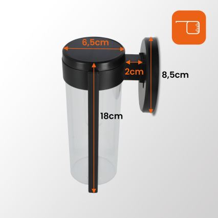 LED Solcellsvägglampa LED/1W/3,7V 500 mAh IP65 svart