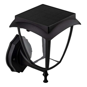 LED solcellsvägglampa LED/2W/3,7V 3000/6000K IP65 2200 mAh svart